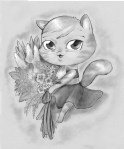 pencil-illustration-cat-and-flowers
